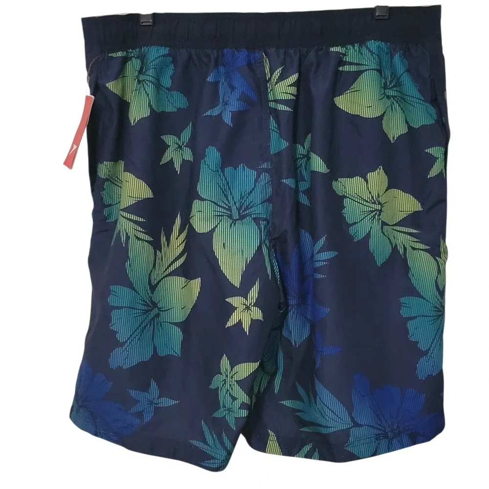 Speedo Mens Board Shorts New Navy Tropical Floral UPF 50 Swim Trunks Large